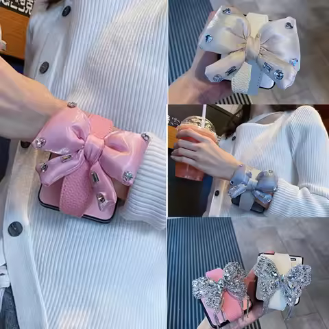 Diy Fashion scarf bow wrist strap Case For Samsung galaxy Z Flip7 Case Z Flip6 Z Flip5 Z Flip4 Z Fli