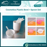 ARAMADA TL005🔥COSMETICS PLASTIC BOWL + SPOON / SPATULA SET MANGKUK BEKAS KOSMETIK SUDU