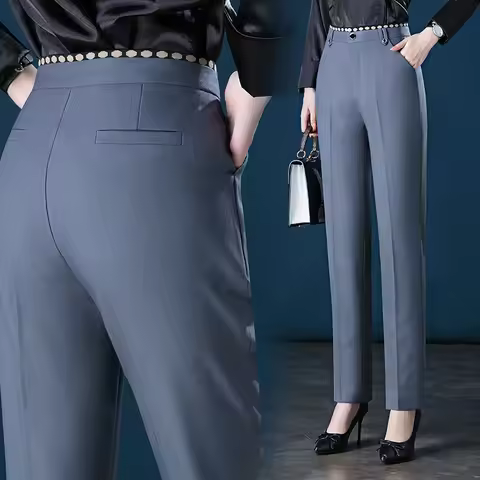 Women's Pants Large Size Trousers Trousers Autumn And Winter Straight Pants Ordinary High Waist Temp