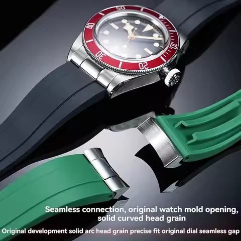 20mm 21mm 22mm Soft Rubber Strap for Tudor 39mm 1958 BB58 Black Bay Panda Pro Black Shield Watchband