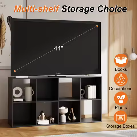 MCQ 8 Storage Organizer Customizable Bookshelf Supports 44 Inch TV Cabinets Wooden Display Storage B