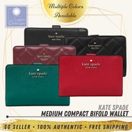 [SG SELLER] Kate Spade KS Womens Medium Compact Bifold Leather Wallet (Multi Colors Available)