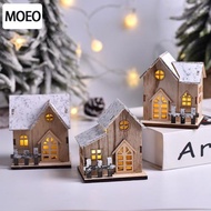 發光小木屋木質房子木頭迷你別墅模型桌面擺件創意小夜燈圣誕裝飾