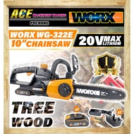 WORX WG322E Cordless Compact Chainsaw 20V, 25 cm Chain Bar Cordless 10"Chainsaw