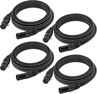 Gruolin 25ft DMX Cable, 4 Pack 7.62m Light Cables, 3-Pin XLR Male to Female Stage Signal Cable With 