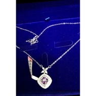 PT950 inlay Purple Stone Necklace/铂金pt950镶嵌莫桑钻项链紫色莫桑主石