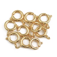 5pcs 6MM 9MM 18K Gold Plated Copper Spring Ring Clasp With Open Jump Ring Clasps For Chain Connector