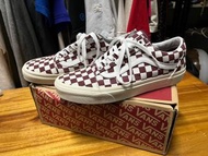 全新Vans old skool 酒紅色棋盤格 滑板鞋 us9