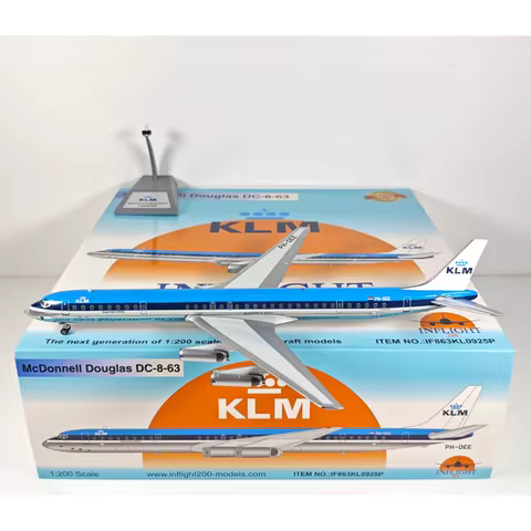 Inflight 1/200 Scale KLM DC-8-63 PH-DEE Di-cast Alloy Aircraft Model Collectible Decorative Item Gif