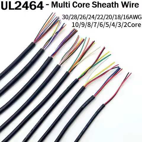 2/5/10M Sheathed Wire Cable 28 26 24 22 20 18 16 AWG Copper Signal Cable 2 3 4 5 6 7 8 10 Core Soft 