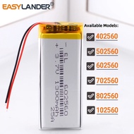 602560 1300mAh 802560 1500mAh 102560 3.7V 2000mAh 402560 502560 702560 Li-Polymer Li-ion Battery 112