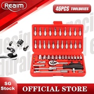 Reaim Toolbox Set Screwdriver Set Wrench Set DIY Quick Repairs 46PCS Home Tool Kit Set Spanner Box