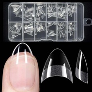 240pcs Almond Shaped Pre-Filed Nail Tips Half Matte Finish XS Size Perfect for Professional And Home