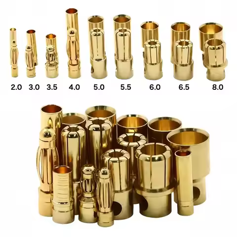 Aircraft model pure copper banana head 2.0 3.0 3.5 4.0 5.0 5.5 6.0 6.5 8.0mm banana plug motor elect