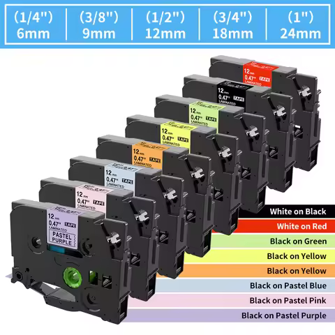TZE-231 Label Tape Compatible for Brother Label Tape 12mm for P-touch Label Maker H110 H200 P710BT L