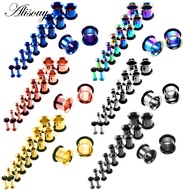 Alisouy 18pcs Surgical Steel Ear Taper Stretching Kit Gauge Expander Flesh Ear Tunnel Plugs Earlobe 