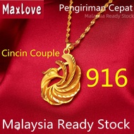 Maxlove Jewelry Nasasangla 100% Peacock Necklace for Woman Gold 916 Original Malaysia Pendant Chain 