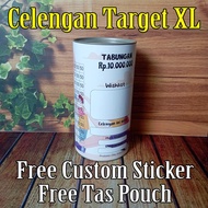 Celengan Target XL Jumbo Besar Buka Tutup Permanen Custom Sticker Stiker Tabungan Calengan Celangan 
