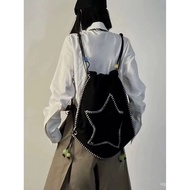 Star women's black star sling bag/y2k large capacity student school drawstring bag/backpack y2k star