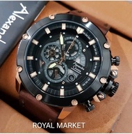 JAM TANGAN PRIA ALEXANDRE CHRISTIE AC 6416 COWOK BLACK ROSEGOLD STRAP