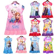 ชุดเดสรเด็ก กระโปรงเด็กผู้หญิง เสื้อผ้าเด็กผู้หญิง ลายเจ้าหญิง เอลซ่า โซเฟีย ผ้ามันผ้าไมโค PM777(141