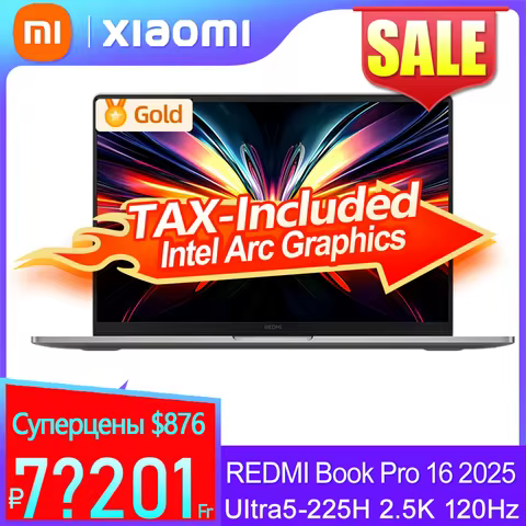 【Russia Stock】REDMI Book Pro 16 2025 Intel Arc Graphics Ultra5-225H 32GB+1TB 16inch 2.5K 120Hz Scree
