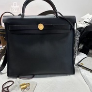 🌈Hermes🧡Herbag 31🧡防水布拼皮黑色金扣🧡未使用閑置🌟Stamp Z🌟