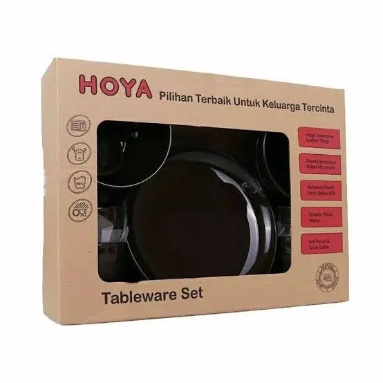 Peralatan Makan Set Plastik Premium Hoya Tahan Panas Oven Mircowave Alat Makan Set Piring Mangkok Mu