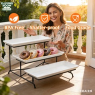 Rectangular Plates Dine 2/3tier Buffet Server Dessert Table Display Set