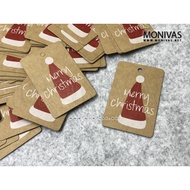 Printed Christmas Hat Kraft Gift Tags DIY Mini Message Gift Cards (10pcs)