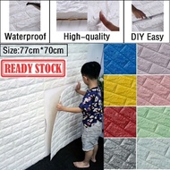 Wall paper sticker Wallpaper dinding (Ready Stock From KL) 70X77Wall Stickers PE Foam 3D WallPaper Brick Waterproof Self