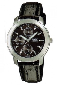 Casio Multi-Hand Men Leather Band MTP-1192E-1ADF - Black