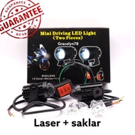 Lampu Led D2 Laser + Saklar DC Lampu Depan Led Lampu Tembak Motor Mobil 2 Warna Putih Kuning Universal Vario Mio Aerox Beat Nmax Pcx Scoopy Supra DLl