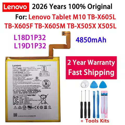 100% Original L19D1P32 L18D1P32 Battery For Lenovo Tab M10 TB-X505X X505L X505F TB-X605L TB-X605F TB