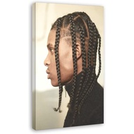 Hair Salon Men with Black Hair and Pigtails Hairdressing Posters Canvas Poster Wall Art Decor Print 