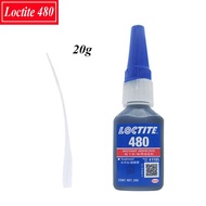 20G 500G Loctite กาวความหนืดต่ำ480เหนียวทันทีกาวซ่อมแซมพื้นที่ขนาดเล็กกาวแห้งทันทีสีดำ