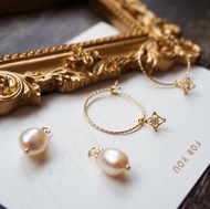 天然巴洛克珍珠古董蕾絲日系兩戴手工耳圈agete風