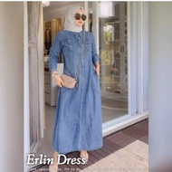Terlaris Erlin Dress Jeans Kekinian // Gamis Wanita Terbaru