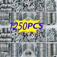 1250pcs 304 Stainless Steel Flat Washers Assortment Kit (M2 M2.5 M3m4 M5 M6 M8 M10 M12) Suitable for