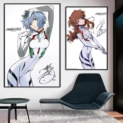 Neon Century Evangelion Final Animation Poster EVA Asuka Ayari 2D Frameless Canvas Painting Bedroom 