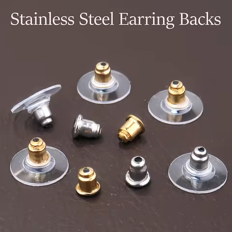 50Pcs Bullet Earring Backings Stainless Steel Earring Stoppers Gold PVD, Clutch Earring Backs Stoppe