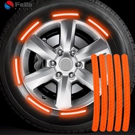 Waterproof Durable Car Decal / 20pcs Orange Car Tire Hub Reflective Strip Stickers / Car Motorcycle  Exterior Accessories / Driving Safety Warning Sticker At Night