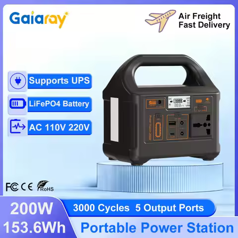 Gaiaray 200W Portable Power Station 153.6Wh LiFePO4 Battery AC 110V 220V Solar Generator Charging St