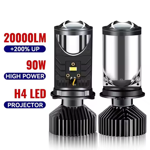 H4 LED Projector Car Headlight 20000LM 6000K Turbo Fan Cooling Mini Bi LED Lens Projector Mini Autom