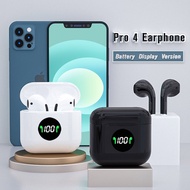 Pro 4 Wireless Earbuds 4th Gen Mini TWS Bluetooth Earphone with Power Display Function For iPhone Realme Xiaomi Oppo Samsung Android Phone