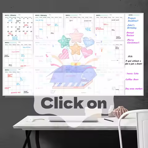 Extra Large Undated Erasable Erasable Whiteboard Annual Planner 35x58 Inches For Home School And Off