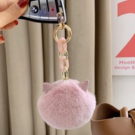 Cute Cat Ears Real Hair Pendant Cute Car Keychain Rex Rabbit Hair Bag Pendant Doll Gift