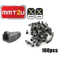 100PCS NETWORK LAN RJ45 CAT5E / CAT6 RUBBER BOOT PVC PROTECTOR CAP - GREY (CVR)