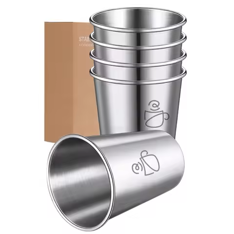 5 Pack Stainless Steel Cups Pint Cup Tumbler Metal Cups Stackable Cup 350ml Metal Drinking Glasses f