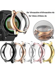 6入組garmin Venu 2/2s保護殼,garmin Vivoactive 4/4s Tpu全覆蓋保護殼,garmin Venu手錶軟保護殼（不含手錶）